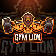 Gym lion esport mascot logo design © Visink.art