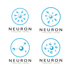 Neuron logo or nerve cell logo design,molecule logo illustration template icon with vector concept