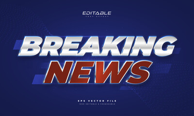 Cool Breaking News Text Effect. Editable News Text Style in White and Red