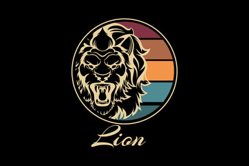 Lion retro vintage landscape design