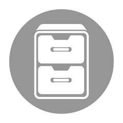 Drawer with documents icon isolated.