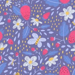 Cute summer strawberry seamless pattern - 514574220