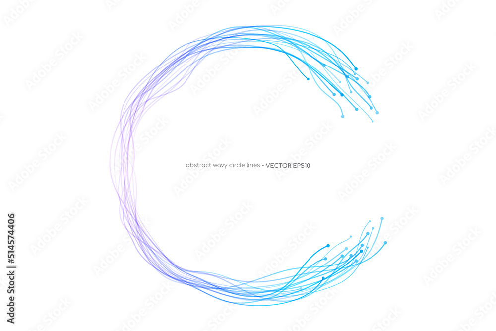 Leinwandbilder abstract wavy dynamic lines circle round curve shape blue purple gradient isolated on white backgrou