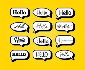Hello text with chat bubble collection