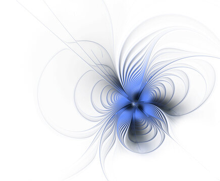 Abstract fractal blue flower on white background