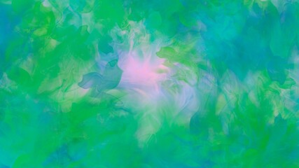 Green and pink abstract watercolor background. Wallpaper art in green.