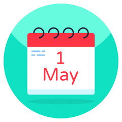 Conceptual flat design icon of labor day reminder