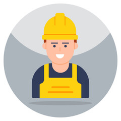 Avatar wearing hard hat, icon of labour s