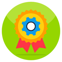 Conceptual flat design icon of ribbon badge