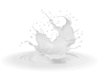 white milk or yogurt splash isolate on white background