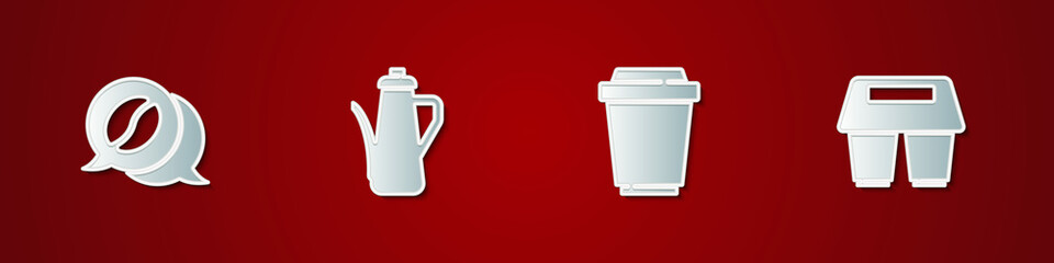 Set Coffee and conversation, Teapot, cup to go and icon. Vector