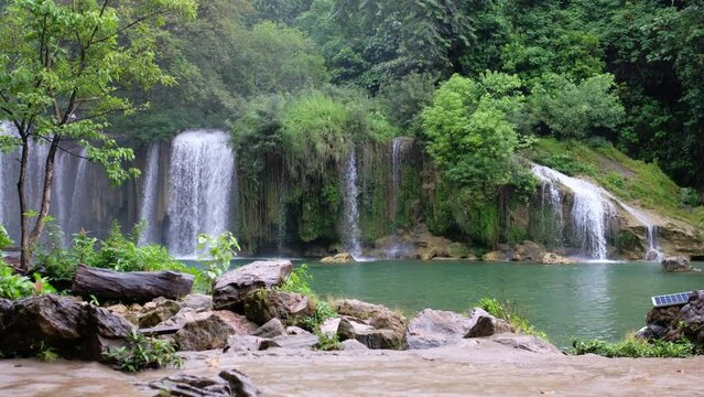 Glue Thor waterfall in rainy season in Kayin state, Myanmar
