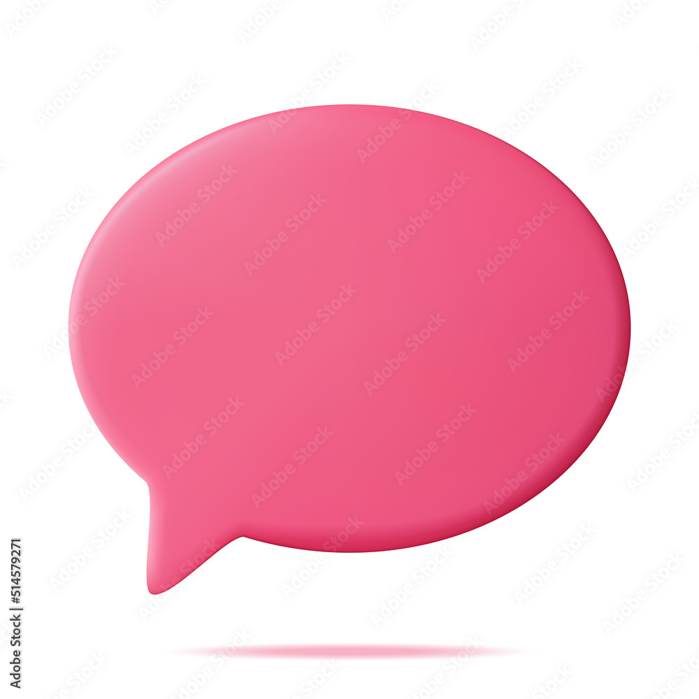 Poster 3d red blank speech bubble isolated on white. rendering chat balloon pin. notification shape mockup.