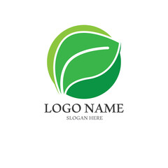 Natural green leaf logo. With an illustration logo design in a modern style. A logo for health and care.
