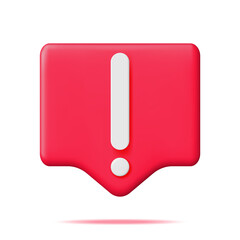 White Exclamation Mark in Red Round Pin Isolated. Attention Chat Speech Bubble Icon. Alert and Alarm Symbol. Social Media Network Notification Reminder. Vector Illustration