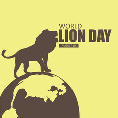 Vector graphic of world lion day good for world lion day celebration. flat design. flyer design.flat illustration. lion. animal.