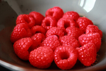 raspberries in a bowl