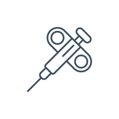 Biopsy device icon in flat style. Syringe vector illustration on isolated background. Medical injector sign business concept.