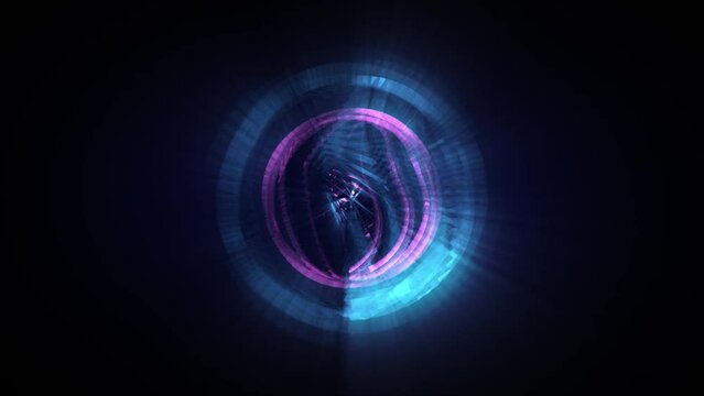 Abstract background 3D animation shiny futuristic object made of geometric elements transforms and rotates in space loop. Great for scientific, technological, industrial, futuristic, luxury, sci-fi il
