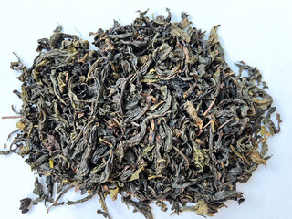 Background of tea leaves of Chinese tea Phoenix Dancong Qi fragrance of a rare orchid. Background of Chinese Oolong tea