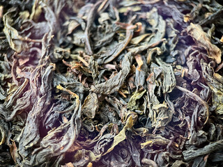 Background of tea leaves of Chinese tea Phoenix Dancong Qi fragrance of a rare orchid. Background...