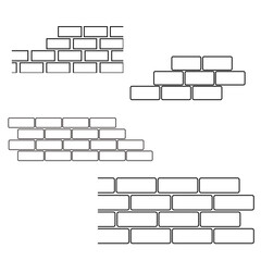 Set of brick walls in line style. Vector illustration