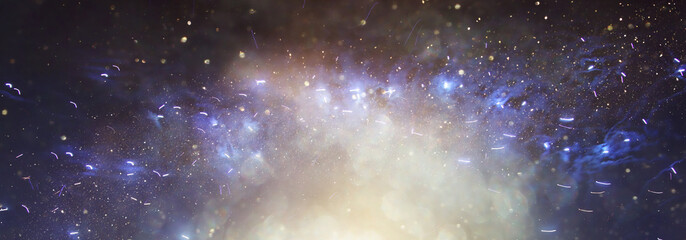 background of abstract gold, black and blue glitter lights with fireworks. defocused