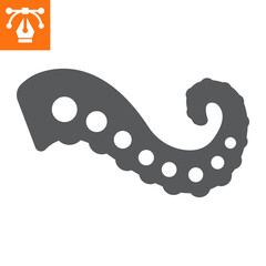 Octopus tentacle solid icon , glyph style icon for web site or mobile app, food and saefood, tentacles vector icon, simple vector illustration, vector graphics with editable strokes.