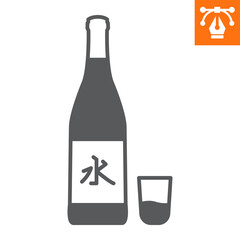 Sake solid icon , glyph style icon for web site or mobile app, alcohol and drink , soju vector icon, simple vector illustration, vector graphics with editable strokes.