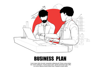 planning concept. Hand drawn group of business people planning