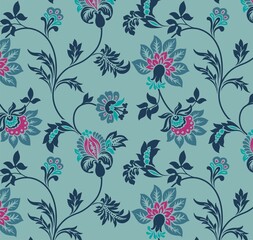 Colorful wedding card design, paisley floral pattern , India	