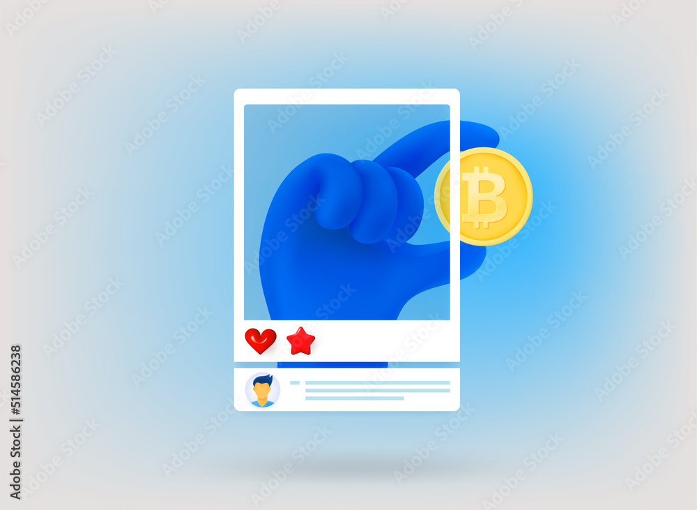 Poster Internet message with hand. Crypto currency mining concept. 3d vector concept