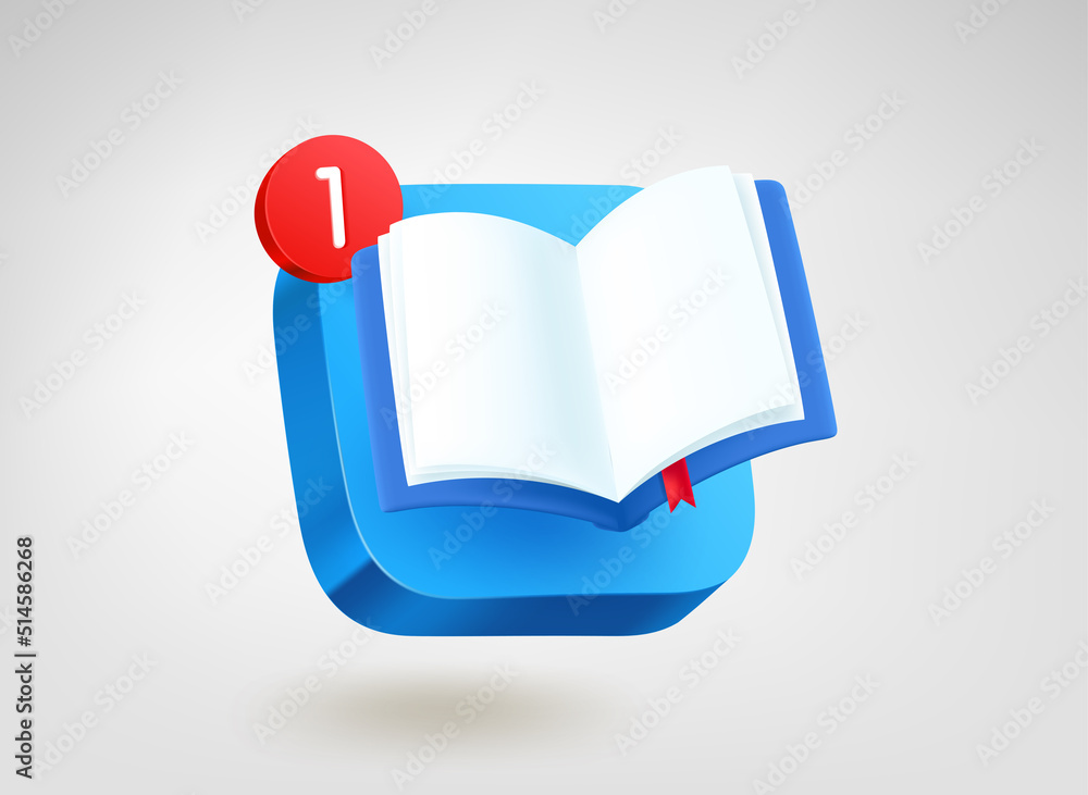 Poster Story app. 3d vector mobile application icon with notification
