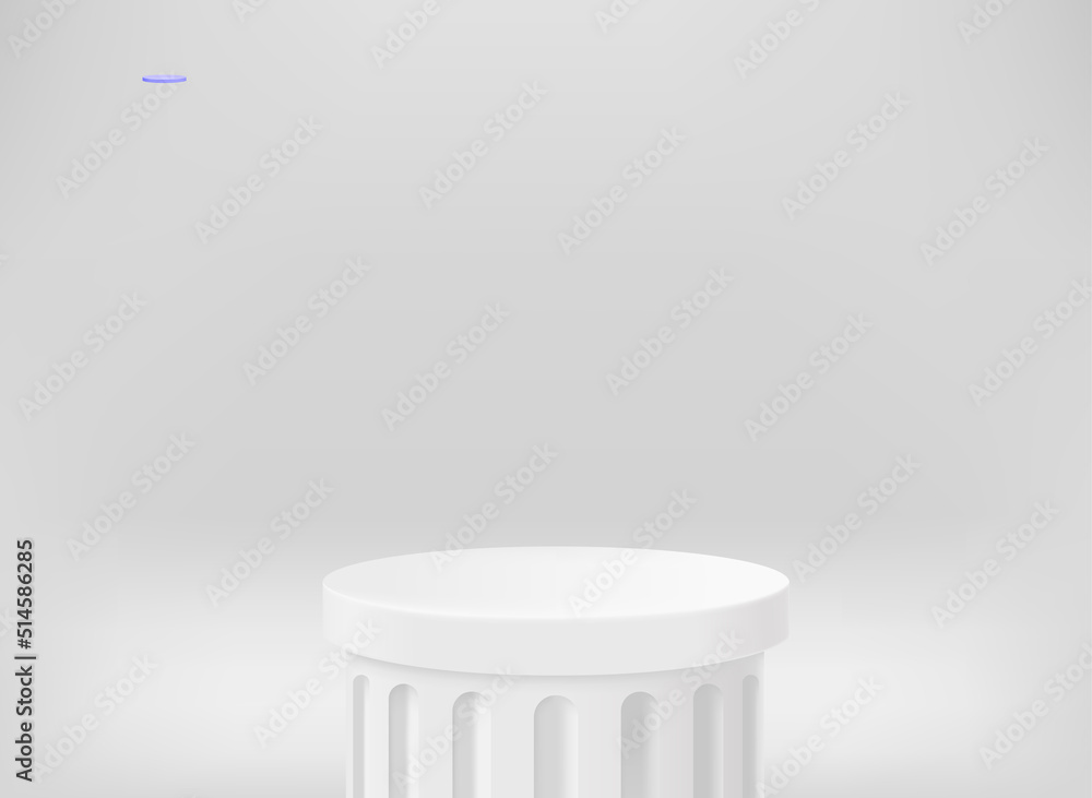Poster empty white frame on grey interior. 3d vector presentation mockup