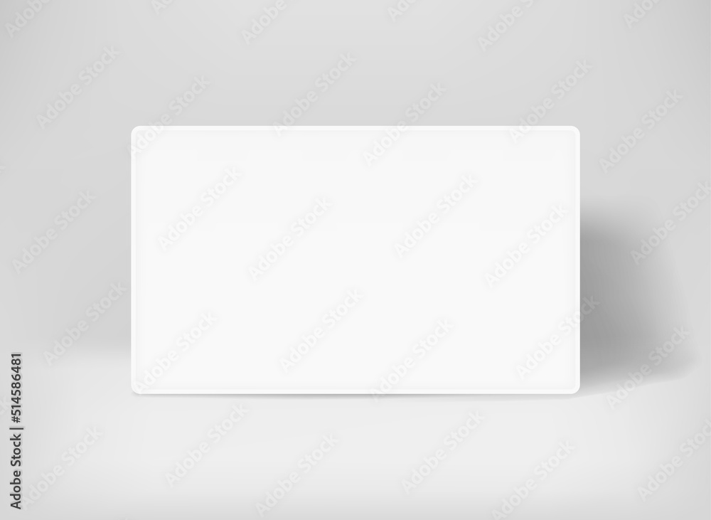 Poster empty white frame on grey interior. 3d vector presentation mockup
