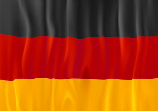 Black red and yellow waving flag of Germany. 3d vector illustration
