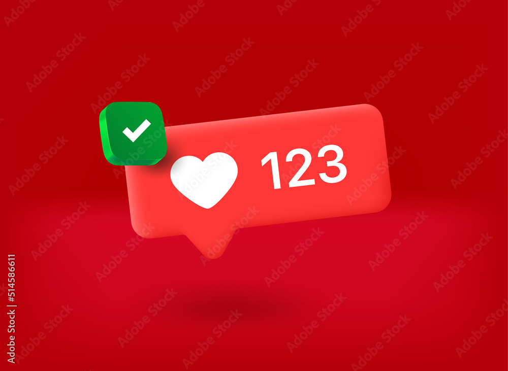 Aufkleber speech cloud with heart icon with checkmark pictogram. 3d vector illustration