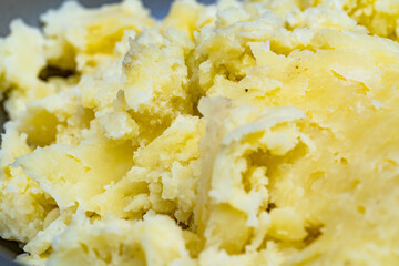 A pile of mashed potatoes after processing