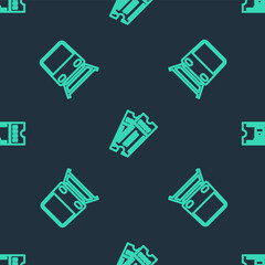 Set line Ticket, Train and ticket on seamless pattern. Vector