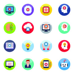 Pack of Artificial Intelligence Flat Icons
