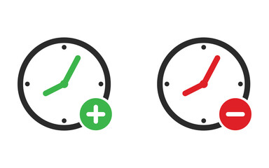 Extra and reduce time simple icon. Clipart image isolated on white background