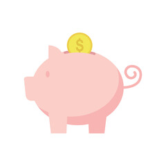 Piggy bank with dollar coin vector. Money saving illustration design