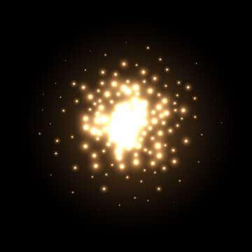 Gold Magic Flash Of Dust And Glitter Star Flare, Bright Particles Of Firework Shine