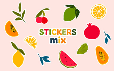 Summer Tropical Elements Vector Illustration. Cartoon Nature Fruit Icon for stickers, badge, art, labels, stories, design, social media