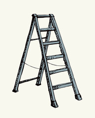 Folding stepladder. Vector drawing icon