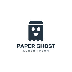 Paper ghost logo design template