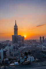 Fototapeta na wymiar The clock tower in Makkah، Kingdom of Saudi Arabia