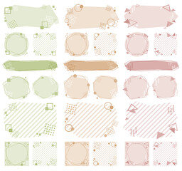 幾何学模様　丸・三角・四角　フレームセット（くすみカラー）