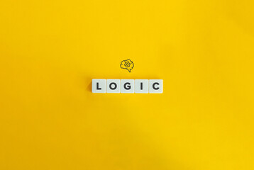 Logic Word and Icon. Letter Tiles on Yellow Background. Minimal Aesthetics.