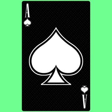 Playing card Ace suit of spades, black and white modern design. Standard size poker, poker, casino. 3D render, 3D illustration.